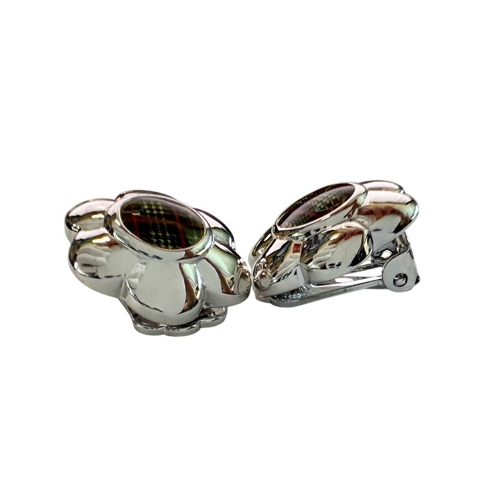 Burberry Nova Check Flower Clip-On Earrings - Vintage Burberrys - Picture 5 of 9